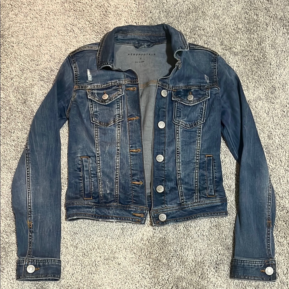 Aeropostale Blue Cropped Jean Jacket Classic Style